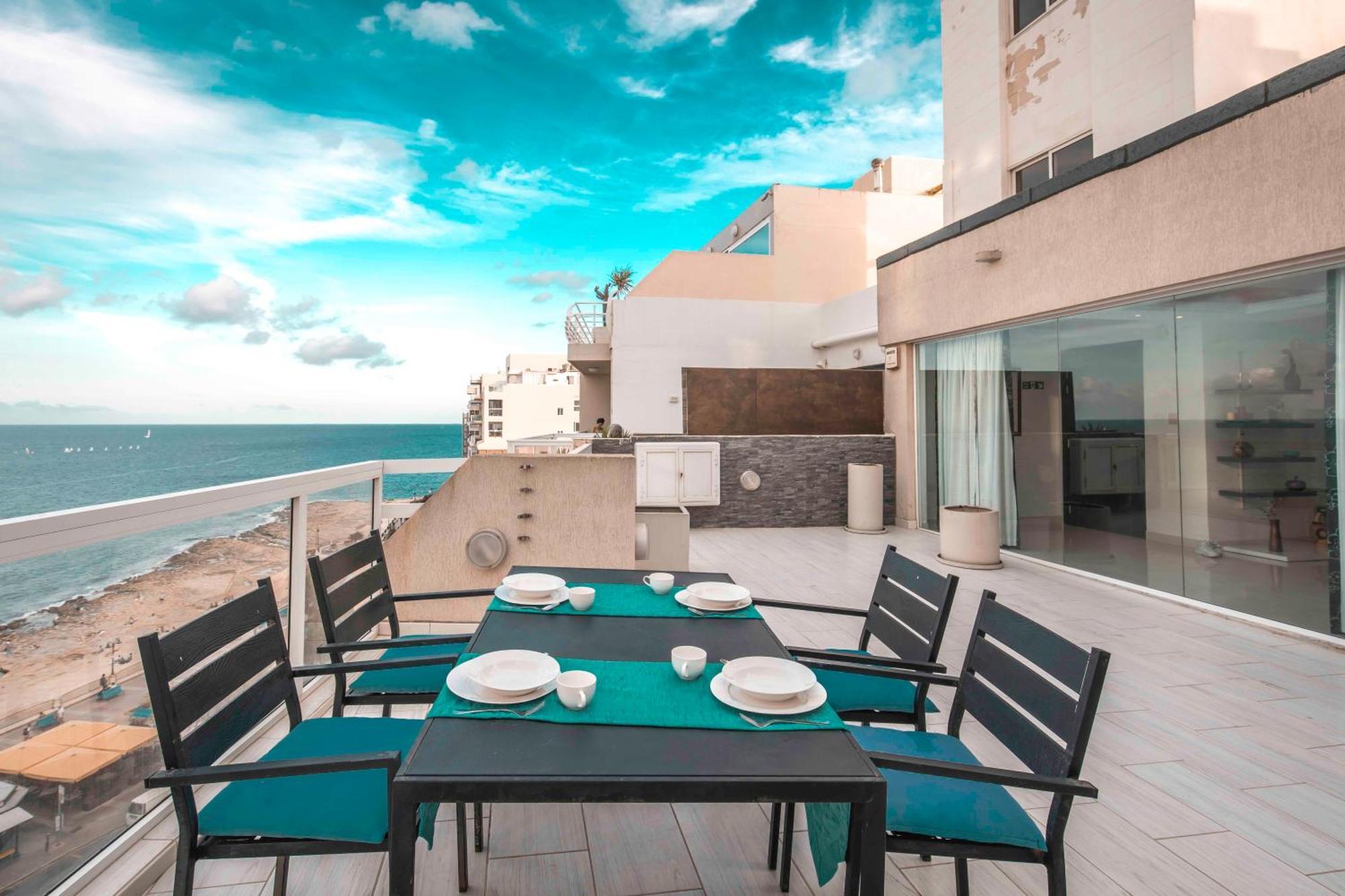 דירות Oceanfront 3Br Penthouse Luxury & Views In סליאמה מראה חיצוני תמונה